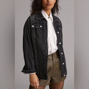 Anthropologie Pilcro Longline Denim Trucker Jacket XS Fits Medium Oversized